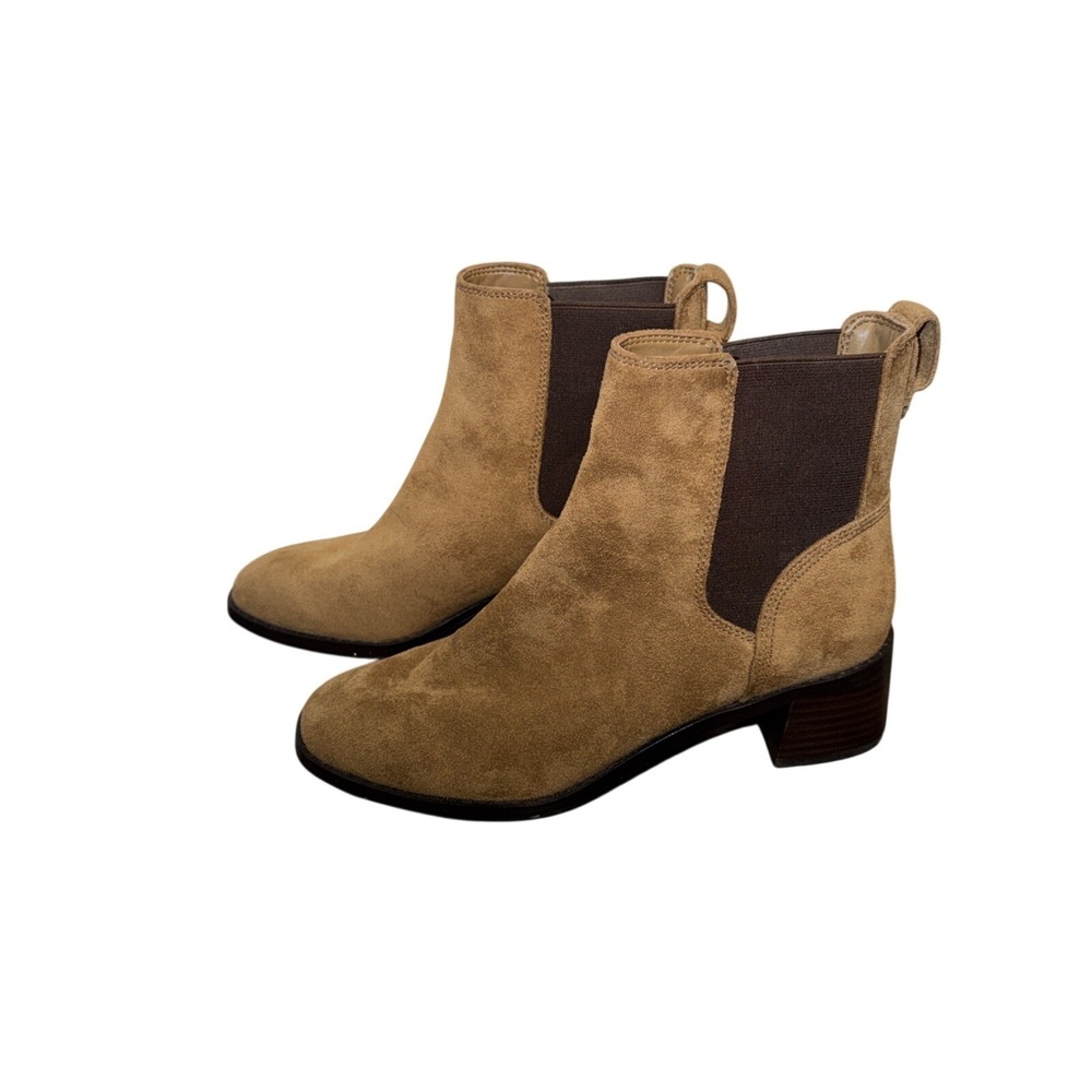 J.Crew Chelsea Boots Suede Block Heel 7 Tan Brown‎ Casual Classic Fall